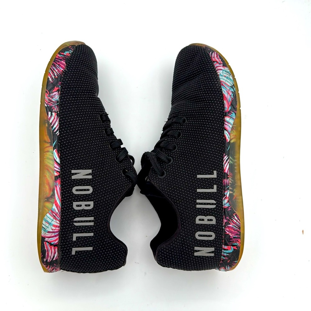 NOBULL Women’s Black &palm design Performance lace up sneaker CrossFit Shoes 7.5 - Picture 6 of 9